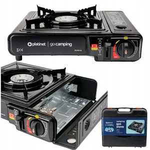 Camping cooking stove 1-burner GENWAY PCKW155, portable single-burner gas cooker, black