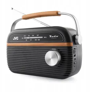 Portable Radio JVC RA-E215G — AM/FM tuner, battery and AC power, gray
