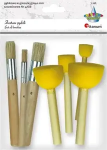 Paint brush set Titanum 439005 — round bristle brushes and sponge mix