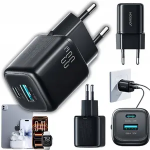 Сетевое зарядное устройство Joyroom JR-TG7 33W с USB-A и USB-C, чёрное