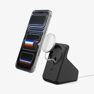 Подставка-зарядное Spigen MagSafe (Mag Fit) — настольное USB беспроводное зарядное для смартфонов, 25 Вт, чёрное