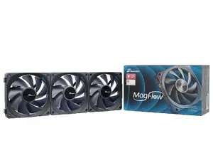 Ventilatoru komplekts Seasonic MagFlow — 3 × 120 mm, 600–2000 apgr/min, FDB gultnis, 12 V, melns