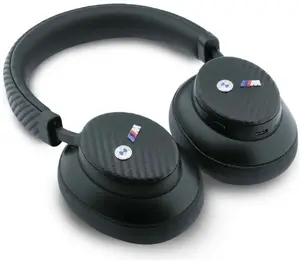 Pārklājošas Bluetooth austiņas BMW M Carbon ar metāla logotipu un ENC, melnas