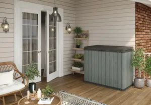 Outdoor storage box Extralink Darwin 1100L gray — garden storage container, 1100 L capacity