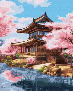 Paint-by-numbers kit Norimpex Dom w kwiatach, canvas 40x50 cm