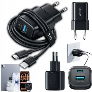 Зарядное устройство Joyroom JR-TG7 33W USB-A + USB-C с кабелем 1 м USB-C — Lightning 30W, чёрное