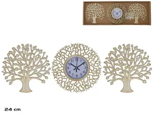 Набор настенных часов Decorlife с двумя деревьями, белый, 24 x 24 x 3 см