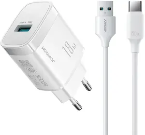 Wall charger Joyroom JR-TF4 18W with 1 m USB-A to USB-C cable, 3 A, white