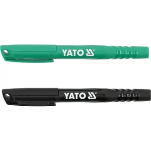 Набор маркеров YATO YT-69300 — 2 шт, технические маркеры чёрный и зелёный, спиртовые чернила, акриловый наконечник, корпус PP, быстро сохнут, с клипсой