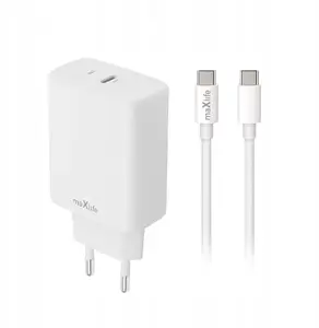 Wall Charger TelForceOne Maxlife MXTC-10-30C 30W 1× USB-C white with USB-C to USB-C cable 60W