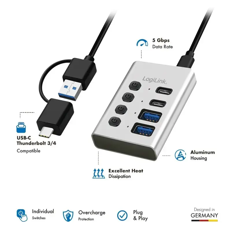 LOGILINK USB sadalītājs 4 porti USB 3.2 Gen1 Photo 3
