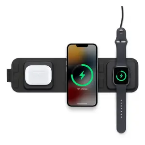 3-in-1 travel charger with MagSafe (2023) — Zagg mophie, wireless MagSafe, USB-C 30W, black