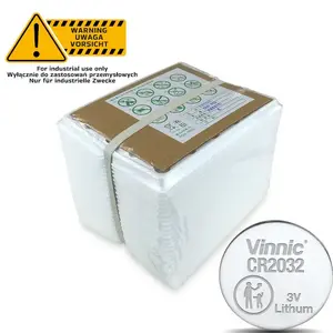 Coin cell battery VINNIC CR2032 3V lithium — single battery from industrial 20‑pack