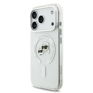 Smartphone case Karl Lagerfeld IML K&CH Heads Metal Frame MagSafe Case for iPhone 17 Pro — Transparent