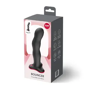 Dildo Fun Factory Bouncer Black — silicone, curved tip, suction cup, Ø 3.9 cm, 18.2×7.8×6.5 cm, 271 g
