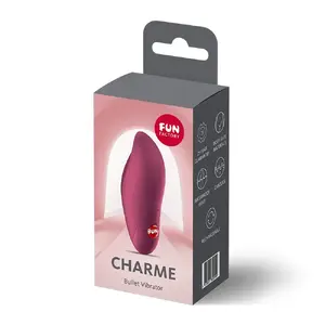Вибратор FUN FACTORY Charme Wine Red — перезаряжаемый силиконовый «пуля», 12 режимов, водонепроницаемый, 8.4×3.1×3.1 см, 41 г