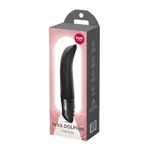 Вибратор FUN FACTORY Diva Dolphin Black — силиконовый, водонепроницаемый, 6 режимов, 2×AAA, 19.2×5.6×4 см