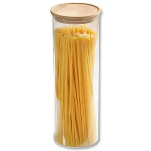 Storage jar KESPER DE7638011 — glass canister 1.95 L, Ø10 cm, H30 cm with wooden lid (FSC)