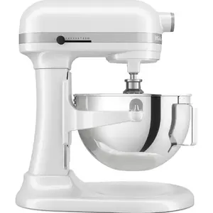Кухонный планетарный миксер KITCHENAID 5KSM55SXXEWH — 325 Вт, чаша 4.8–5.2 л нержавеющая сталь, взбивание/замес/смешивание/перемешивание, белый