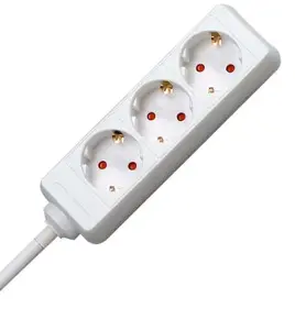 Удлинитель Heinrich Kopp 128613003, кабель 1.4 м, 3 розетки Type F, 16 A, 250 V, для помещений, красно-белый