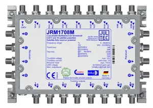 Satellite multiswitch JULTEC JRM1708M — 17 inputs, 8 outputs, 35 dB decoupling, 9 V
