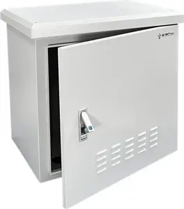 Уличный настенный шкаф 19" Alantec 9U 600×450 мм с 4 монтажными рейками и 4 кабельными вводами, серый