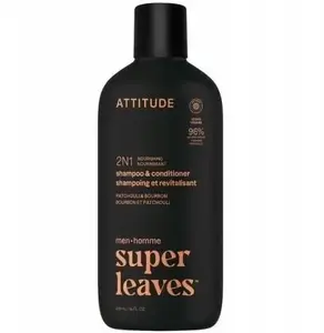 Šampūns un kondicionieris 2‑1 Attitude SUPER LEAVES vīriešiem 415 ml — pačuli un bourbon