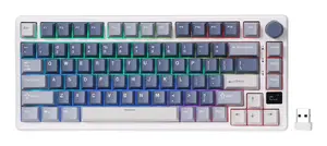Mechanical Keyboard Royal Kludge M75 75% USB + RF Wireless + Bluetooth QWERTY US English RGB Blue/White