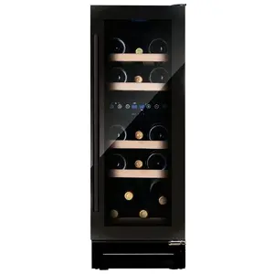 Undercounter wine cooler Dunavox DAUF17.58DMB with wooden telescopic shelves, UV-filtered double-glazed door