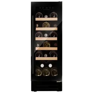 Undercounter wine cooler Dunavox DAUF19.58MB with wooden telescopic shelves, UV-filtered double-glazed door, LED control