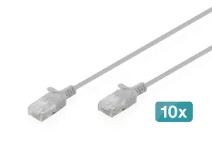 Network patch cable DIGITUS CAT 6 U-UTP Slim 0.5 m gray, pack of 10