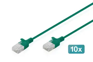 Patch cable CAT 6 U-UTP Slim, DIGITUS DK-1618-010S-G-10 — 1 m, green, pack of 10