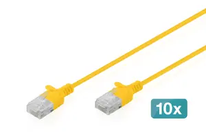 Patch cable DIGITUS CAT6 U-UTP Slim, 1 m, yellow, pack of 10
