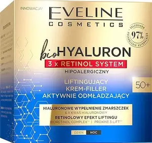 Крем для лица против старения Eveline bioHYALURON 3xRetinol System 50+ Лифтинг-Филлер 50 мл