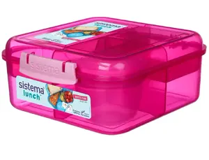 Lunch box sistema Bento Cube 1.25 L, pink — food container with compartments