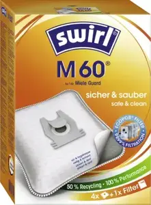 Dust bag MELITTA Swirl 233144 (M60) — 4 pcs, white, box packaging, made in Germany