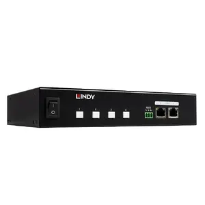 Barošanas sadales bloks Lindy 32622 — 1U metāla PDU, 4x C13 kontaktligzdas, C14 ieeja, mērīts un pārslēdzams, 110–250V, 10A, melns