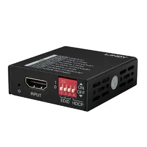 EDID emulator Lindy 32112 — HDMI to USB‑C, 4K (3840×2160), 18 Gbit/s, metal housing, black