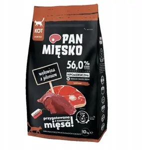 Сухой корм для кошек Pan Mięsko — говядина с олениной, для взрослых, средние гранулы, 10 кг