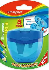 Точилка для карандашей Keyroad KR971425, пластик, тройная, в блистере, разноцветная