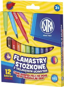 Flomāsteri Astra Flamastry 12 krāsas ar konusveida galu — komplekts 12 gab.