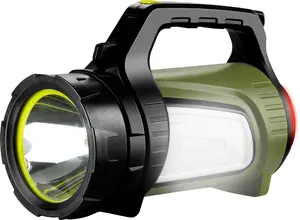 Uzlādējams prožektors Retlux RPL87 — 5W galvenā lampa, 4400 mAh Li‑ion powerbank, sānu COB LED, sarkans brīdinājuma gaismas, IP44