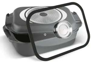 Roaster LAMART LT1310 cast aluminum 7L+3L with borosilicate glass lid and induction pan, non-stick interior