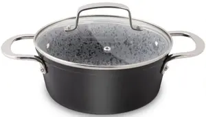 Casserole with lid LAMART GRANIT LT1253 — aluminum, 20 cm, 2.2 L, non-stick, glass lid