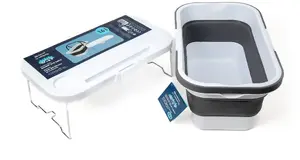 Складная корзина для пикника InnovaGoods Platinet 16 л с крышкой-столиком, бело-серая