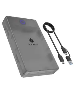 Корпус ICY BOX Spade Base 388 для 2.5"/3.5" SATA SSD/HDD, одноотсекный, USB-C 5 Гбит/с, до 30 ТБ, hot-swap, чёрный/прозрачный