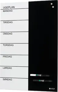 Magnetic weekly planning board NAGA 60×40 cm in steel — Danish text