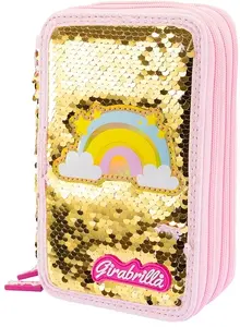 Pencil Case nice GIRABRILLA KAWAII — gold/magenta/pink-white mix