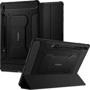 Planšetdatora maciņš Spigen Rugged Armor Pro priekš Samsung Galaxy Tab S7+ 12.4 (T970/T976) — melns