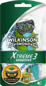 Vienreizlietojamā skuveklis Wilkinson Sword Xtreme3 Sensitive — 3+1 gab., viendaļīga asmeņu kasete